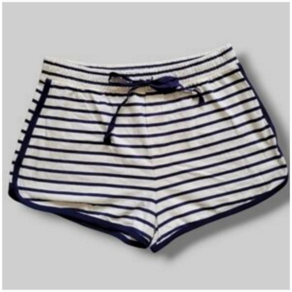 ❤️B2G1 NWOT Gap Striped Ivory/Blue Drawstring Elastic Jogger Short L❤️
